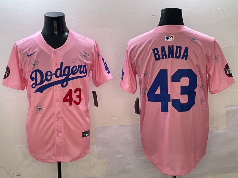 Men Los Angeles Dodgers #43 Banda Pink Sakura Edition 2025 Nike MLB Jersey style 4->los angeles dodgers->MLB Jersey